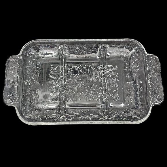 Princess House Fantasia Clear Rectangular 3 Part 12" Relish Dish - Picture 1 of 3